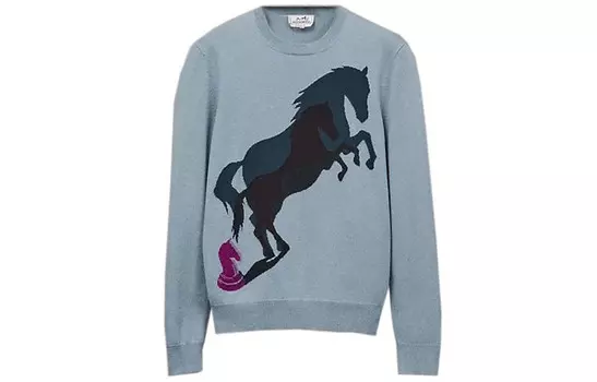 Кашемировый свитер мужской синий Hermes, синий