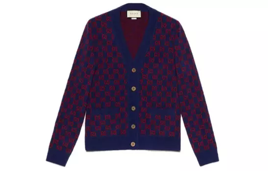 Кашемировый свитер мужской темно-сине-красный Gucci, темно-синий/красный