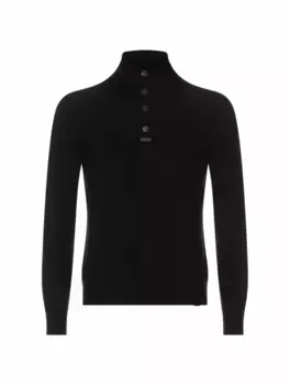 Кашемировый свитер на пуговицах Brioni, черный