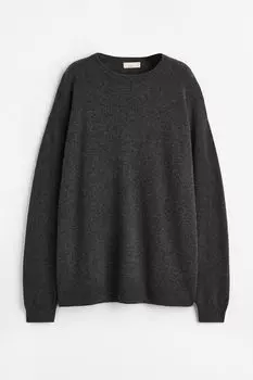Кашемировый свитер оверсайз H&amp;M, темно-серый меланж
