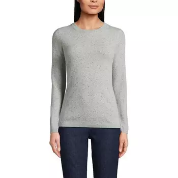 Кашемировый свитер Petite Lands' End с круглым вырезом, цвет Gray Black Donegal