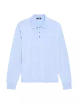 Кашемировый свитер-поло Hilles Theory, цвет light blue melange