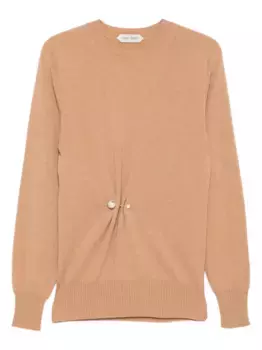 Кашемировый свитер с брошью Alberta Ferretti, коричневый