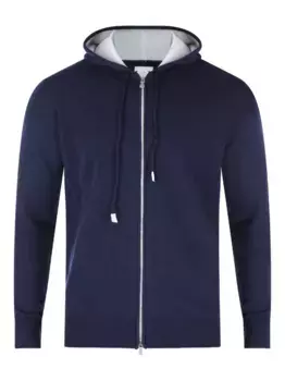 Кашемировый свитер с капюшоном и застежкой-молнией Eleventy, синий