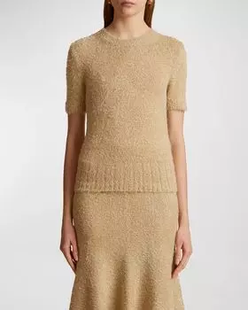 Кашемировый свитер с короткими рукавами Luphia Khaite, цвет Wheat