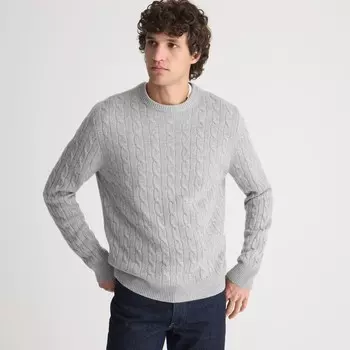 Кашемировый свитер с косами J.Crew, серый