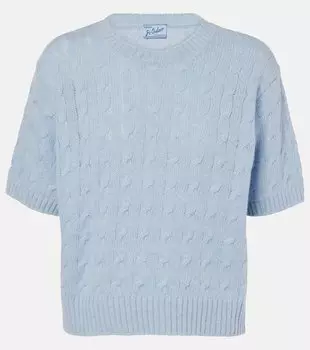Кашемировый свитер с косой вязкой Prada, Azzurro