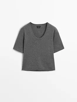 Кашемировый свитер с крапинками Massimo Dutti, серый