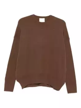 Кашемировый свитер с круглым вырезом ALLUDE, коричневый