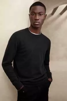 Кашемировый свитер с круглым вырезом Banana Republic, черный