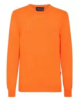 Кашемировый свитер с круглым вырезом LS Skull and Plein PHILIPP PLEIN, оранжевый