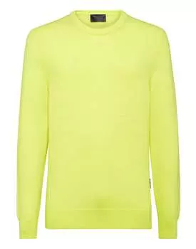 Кашемировый свитер с круглым вырезом LS Skull and Plein PHILIPP PLEIN, желтый