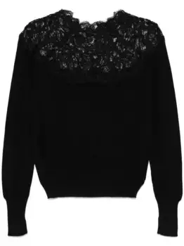 Кашемировый свитер с кружевом Ermanno Scervino, черный