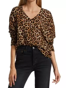 Кашемировый свитер с леопардовым принтом Design History Natural leopard