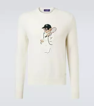 Кашемировый свитер с медведем Polo Ralph Lauren Purple Label, Classic Cream