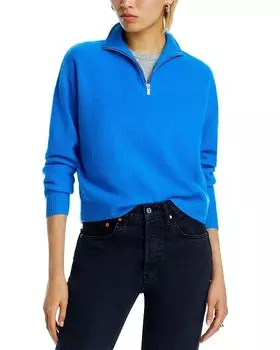 Кашемировый свитер с молнией в четверть AQUA, синий