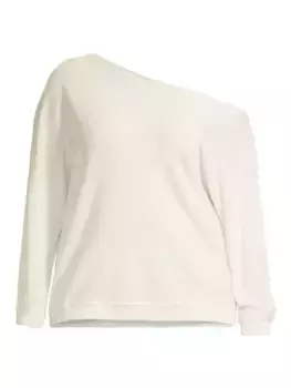 Кашемировый свитер с открытыми плечами Minnie Rose, Plus Size, белый