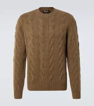 Кашемировый свитер с рельефной вязкой Loro Piana, Tundra Melange