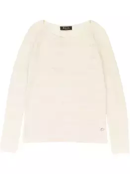 Кашемировый свитер с U-образным вырезом Loro Piana, белый