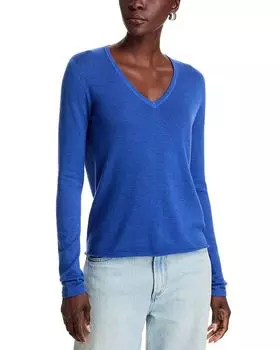 Кашемировый свитер с V-образным вырезом Majestic Filatures, серый