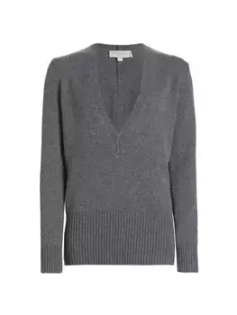 Кашемировый свитер с V-образным вырезом Michael Kors Collection, цвет banker melange