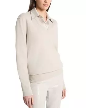 Кашемировый свитер с V-образным вырезом Michael Kors Collection, коричневый/бежевый