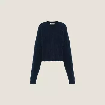 Кашемировый свитер с V-образным вырезом Miu Miu, синий