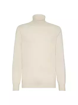 Кашемировый свитер с высоким воротником Brunello Cucinelli, экрю