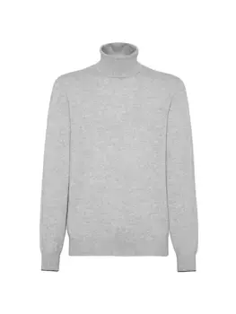 Кашемировый свитер с высоким воротником Brunello Cucinelli, серый