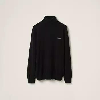 Кашемировый свитер с высоким воротником Miu Miu, черный