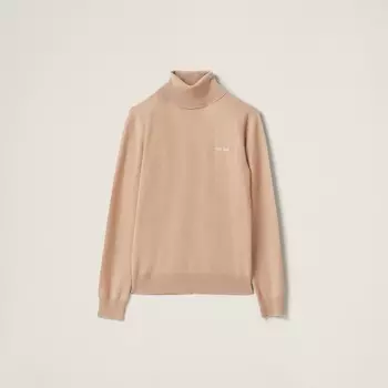 Кашемировый свитер с высоким воротником Miu Miu, белый