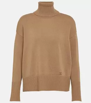 Кашемировый свитер с высоким воротником VALENTINO, коричневый