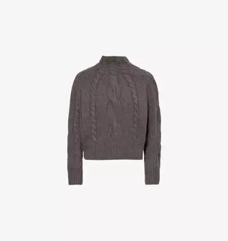 Кашемировый свитер с высоким воротом, крупной вязки косами Soft Goat, синий