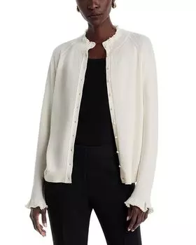 Кашемировый свитер с жемчужной отделкой, расшитый вручную бисером Lafayette 148 New York, белый