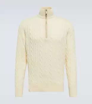 Кашемировый свитер Treccia с молнией до половины Loro Piana, бежевый