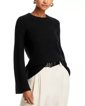 Кашемировый свитер в рубчик с круглым вырезом C by Bloomingdale C by Bloomingdale's Cashmere, черный
