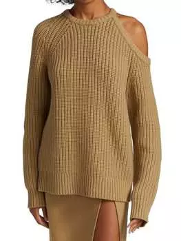 Кашемировый свитер в рубчик с вырезами Michael Kors Collection Barley