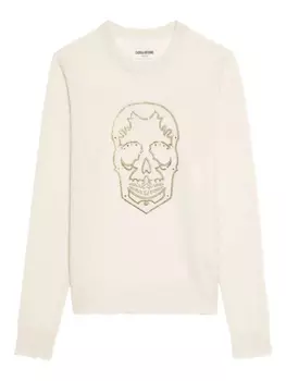 Кашемировый свитер Zadig&Voltaire с изображением черепа, нейтральный