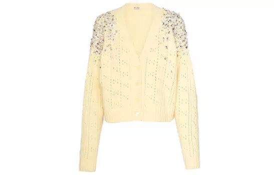 Кашемировый свитер женский кремовый Miu Miu