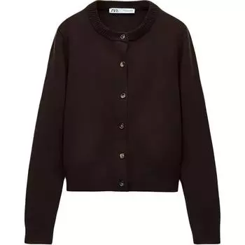 Кашемировый свитер женский ZARA, коричневый