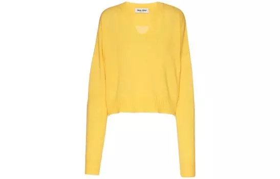Кашемировый свитер женский желтый Miu Miu