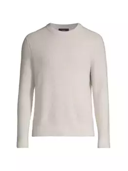 Кашемировый термосвитер с круглым вырезом Vince, цвет white combo