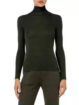 Кашемировый Топ Akris в рубчик, зеленый