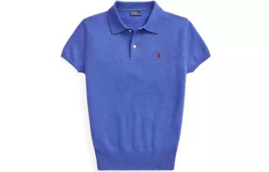 Кашемировый топ-поло Polo Pony Polo Ralph Lauren, синий