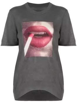 Кашемировый топ с фотопринтом Zadig&Voltaire, серый