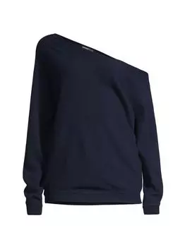 Кашемировый топ с открытыми плечами Minnie Rose, нави