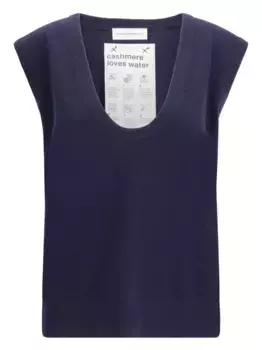 Кашемировый топ с U-образным вырезом extreme cashmere, синий