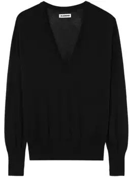 Кашемировый топ с V-образным вырезом JIL SANDER, черный