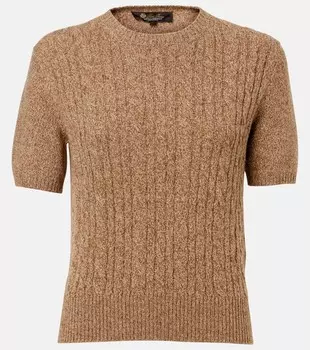 Кашемировый топ Treccia с косичной вязкой Loro Piana, цвет golden wheat - gingerbread