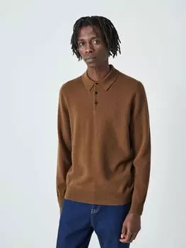 Кашемировый трикотажный топ-поло John Lewis, табак